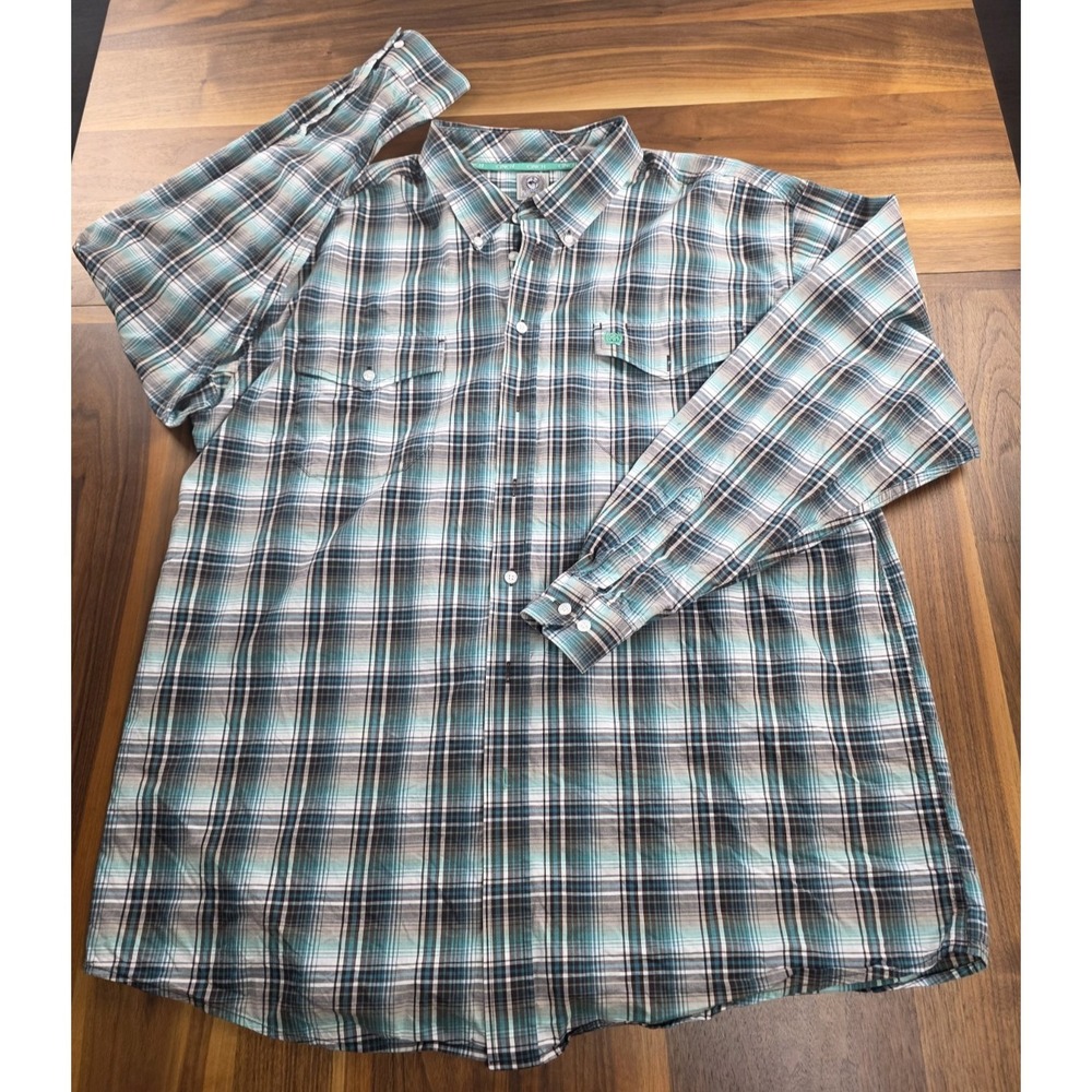 Cinch Mens XXL 2XL Long Sleeve Button Down Collar Plaid Casual Dress Shirt (113)